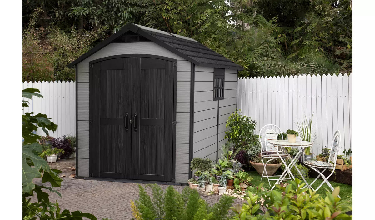 Keter Premier Plastic Garden Shed 7.5 x 9ft - Grey