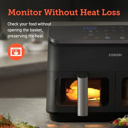 COSORI Dual Air Fryer, 8.5L Family Size, 8-In-1, Air Fry, Roast, Bake, Reheat, Dehydrate, Grill