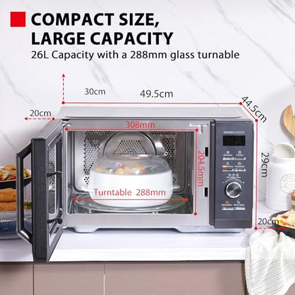 TOSHIBA 26L Air Fry Auto Menu Combo 6-in-1 900W Microwave Oven With Steamer in Morandi Grey