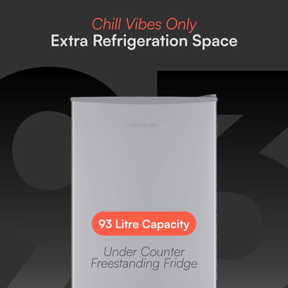 Cookology UCIF93BK Freestanding under counter Fridge in Silver - 93 Litre Capacity