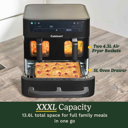 Cuisinart Tri Zone 13.6L Air Fryer & Oven | PFAS-Free | XXXL capacity | 3 Independent Cooking Zones