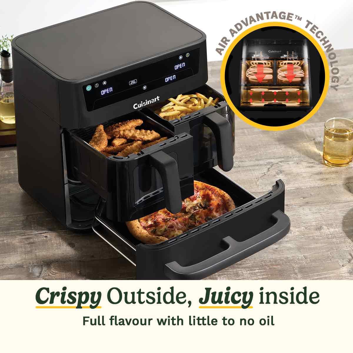Cuisinart Tri Zone 13.6L Air Fryer & Oven | PFAS-Free | XXXL capacity | 3 Independent Cooking Zones