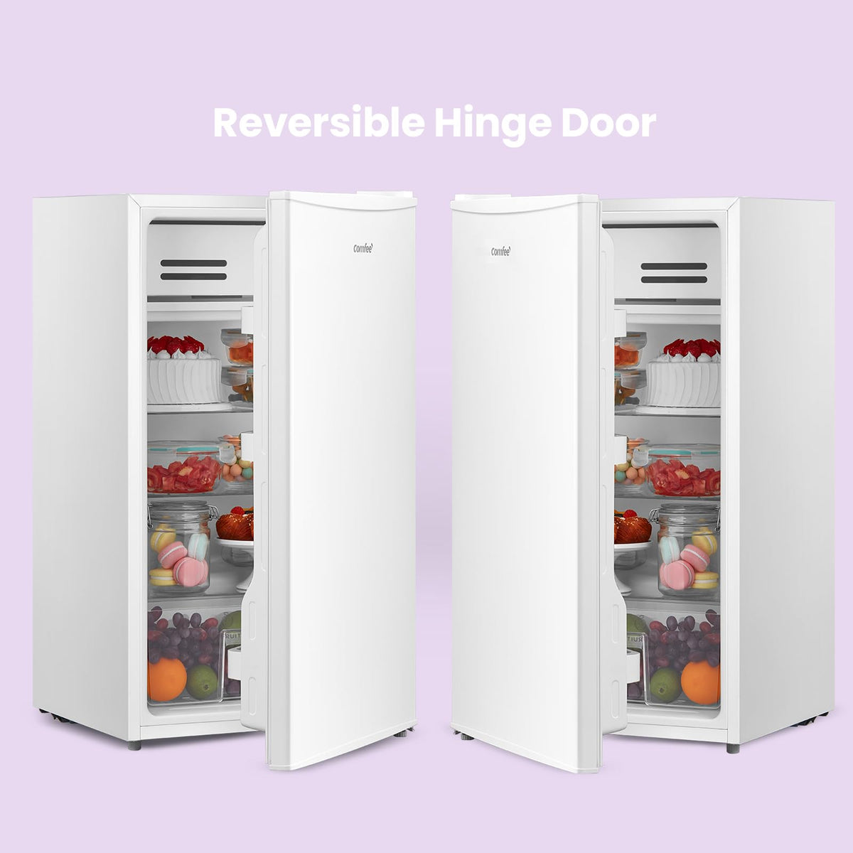 COMFEE' RCD93WH2(E) Under Counter Fridge, 93L Small Fridge with Cooler Box, Interior Light