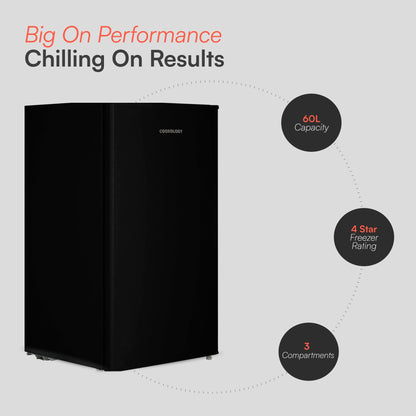 Cookology UCFZ60 Freestanding Under Counter Freezer in Black - 60 Litre Capacity