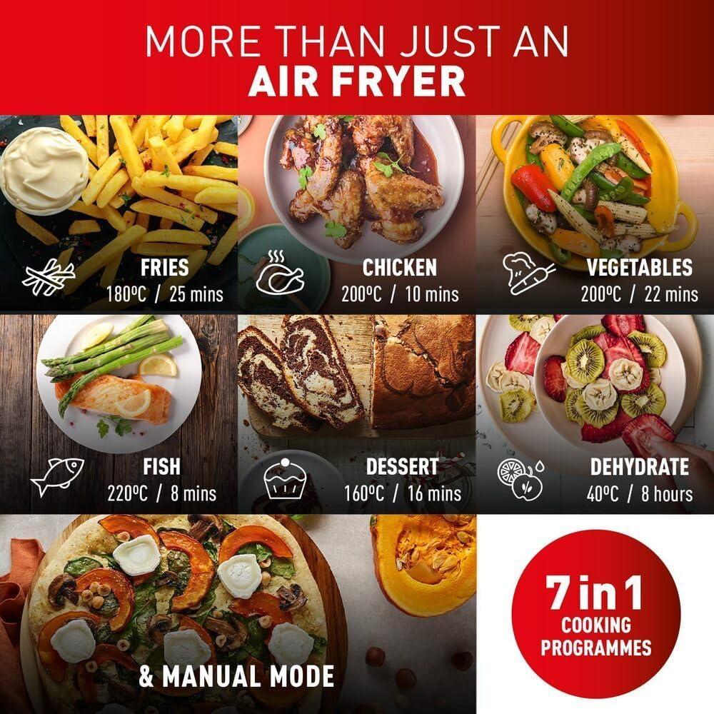 Tefal Easy Fry Dual Zone Digital Air Fryer, 2 Drawers, 8.3L, 8in1, Air Fry, Extra Crisp, Roast, Bake, Reheat