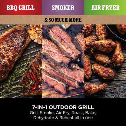 Ninja Woodfire Electric BBQ Grill & Smoker, 7-in-1 Outdoor Grill & Air Fryer, Roast, Bake, Dehydrate