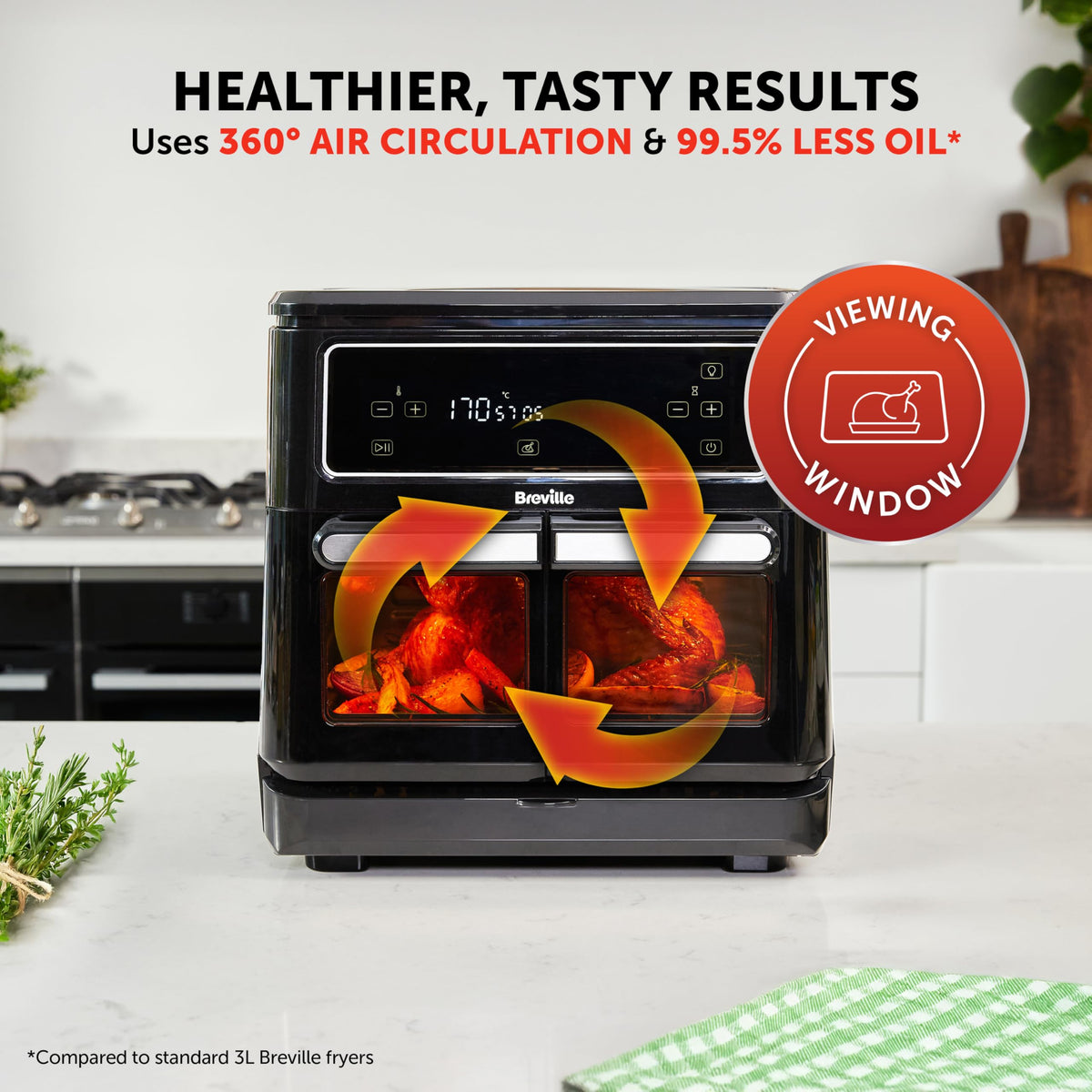 Breville Halo Flexi Air Fryer Digital Dual Air Fryer Oven 11L: Serves 10+ People FryBakeGrillRoast & Reheat 2400 W