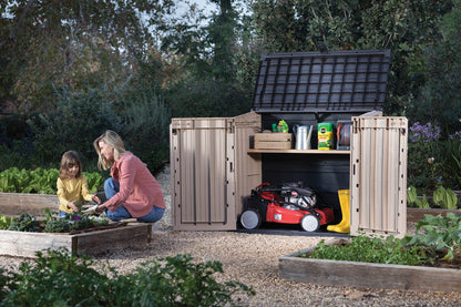 Keter Store-It Out Midi Outdoor Garden Storage Shed, Beige and Brown, 130 x 74 x 110 cm