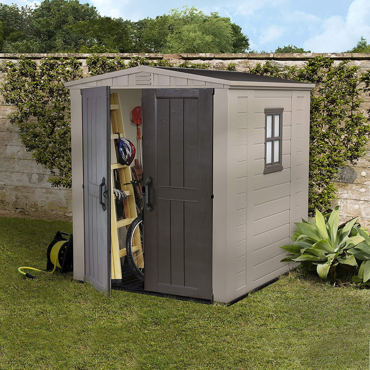 Keter Factor 6 x 6ft Double Door Outdoor Apex Plastic Garden Shed